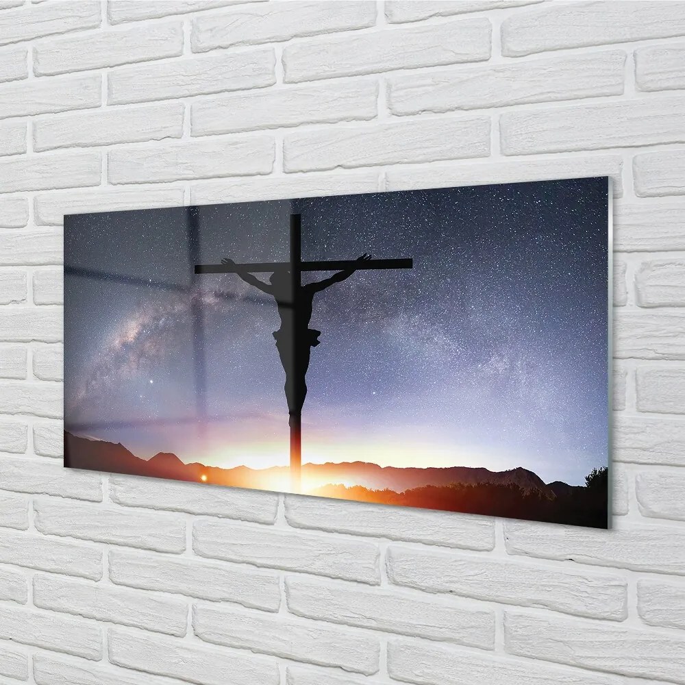 Quadro in vetro Il cielo di gesù crocifisso 100x50 cm