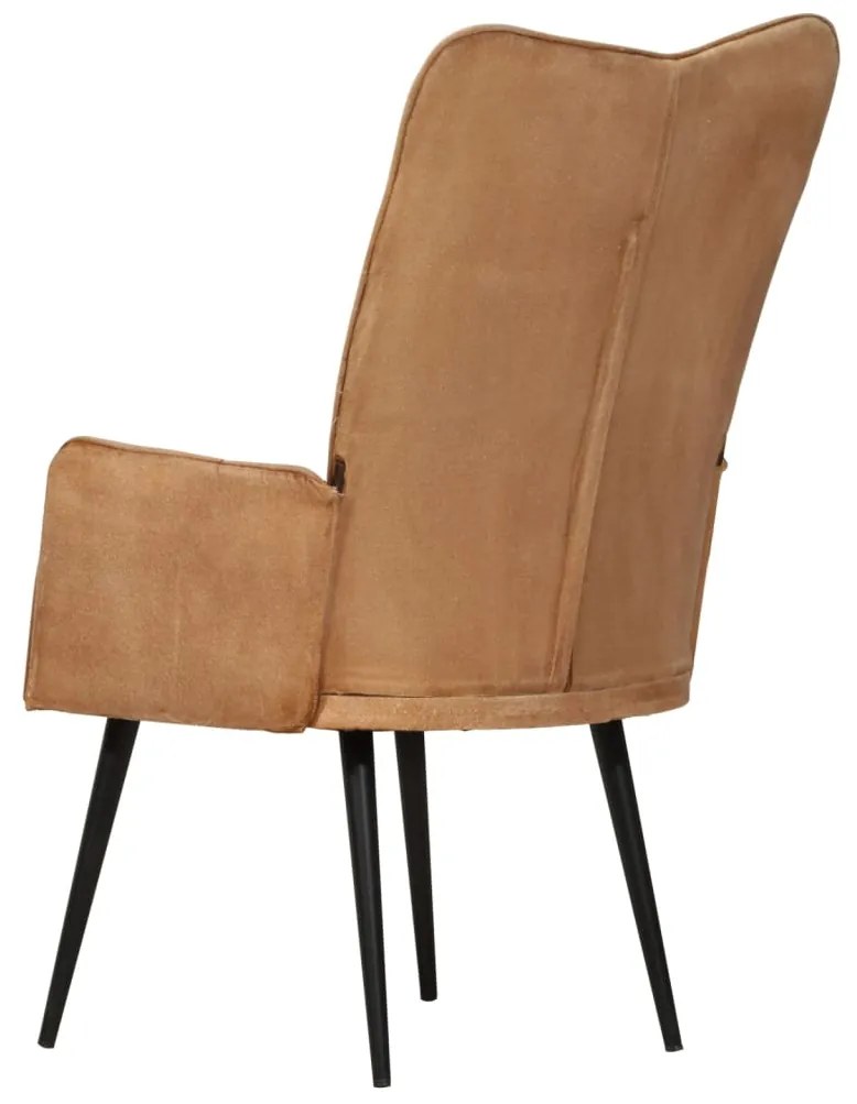 Sedia a schienale alto marrone in tela