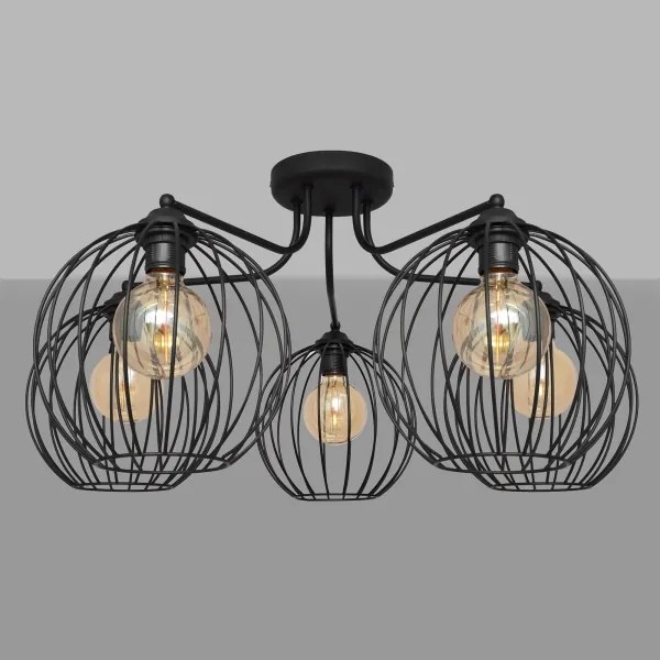 Lampadario a plafone MERCURE 5xE27/15W/230V nero