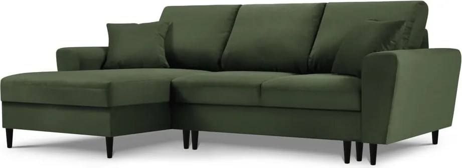 Divano angolare verde allungabile e con contenitore (con penisola a sinistra/con chaise lounge) con rivestimento in velluto a coste Kyoto – Cosmopolitan Design