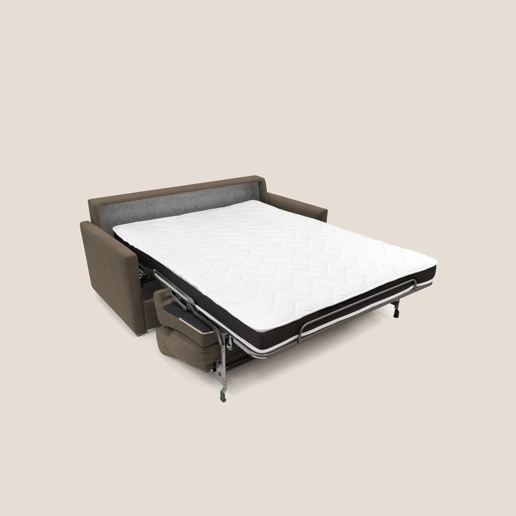 Margot Divano letto matrimoniale con schienale morbido alto in tessuto T02 marrone