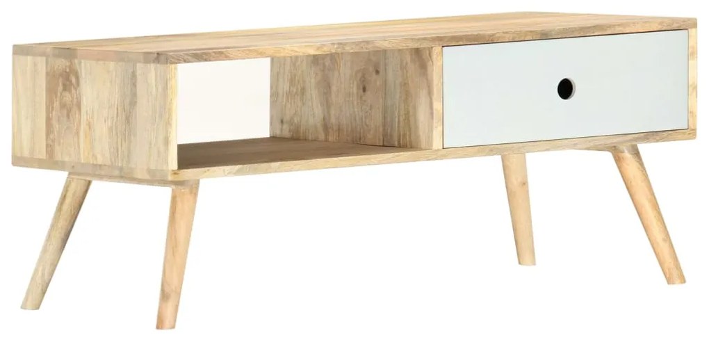 Tavolino Da Salotto 90x50x40 Cm İn Legno Massello Di Mango /
