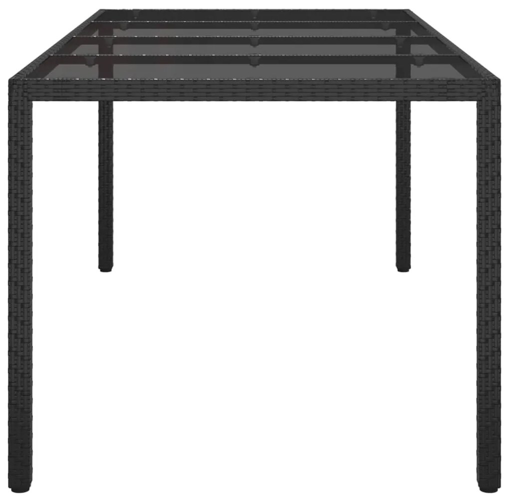 Tavolo Giardino Nero 190x90x75 cm Vetro Temperato Polyrattan