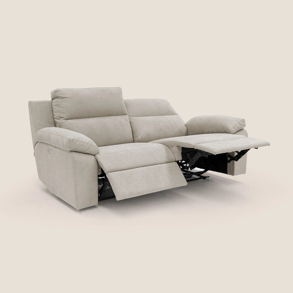 Romeo Divano relax con recliner elettrico in morbido tessuto impermeabile T02 panna