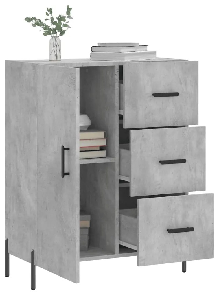 Credenza grigio cemento 69,5x34x90 cm in legno multistrato