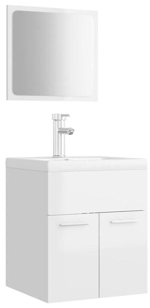 Set mobili da bagno bianco lucido in legno multistrato