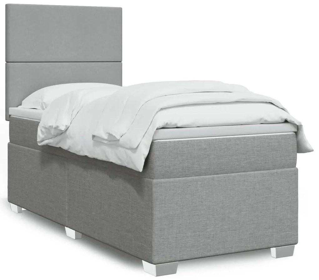Giroletto A Molle Con Materasso Grigio Chiaro 90x190 Cm Tessuto /
