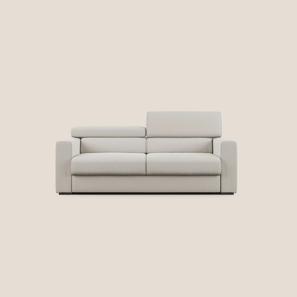 Dylan divano allungabile con pouf estraibile poggiapiedi in tessuto fiammato simil cotone impermeabile T19