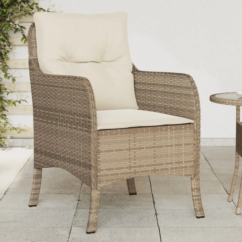 Sedie da giardino con cuscini 2 pz beige in polyrattan