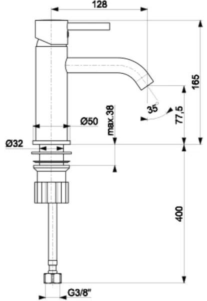 KFA Armatura 5822-815-00 - Rubinetto del lavandino + scarico NEDA 16,5 cm cromo lucido