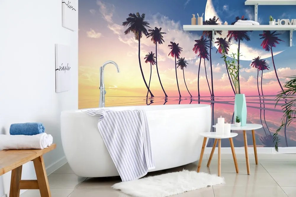 Carta da parati – Tramonto sopra palme tropicali