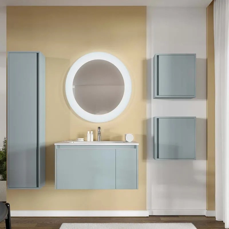 Colonna per mobile bagno Cielo 1 anta P 16 x L 33 x H 140 cm blu pastello laccato truciolare