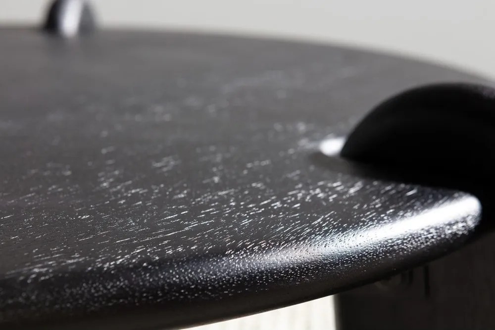 Tavolino da salotto rotondo nero in mango massiccio ø 80 cm Tamira – MOME