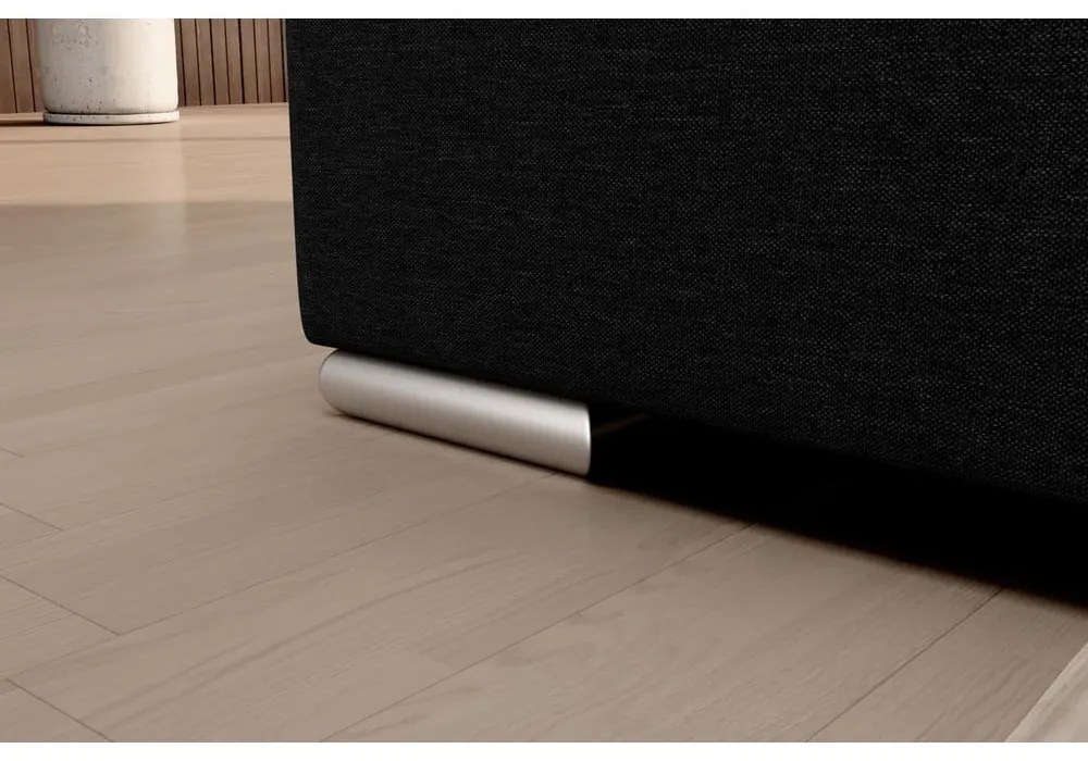 Divano angolare nero allungabile/con contenitore (con penisola a sinistra/a L) Sado – ELTAP