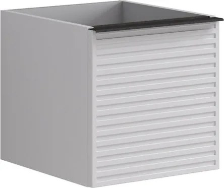 Cassettiera Pixel con 2 cassetti (1 interno) frontale Stripes laccato opaco bianco e maniglia alluminio nero opaco L.40 H.40 P.45,5 cm.