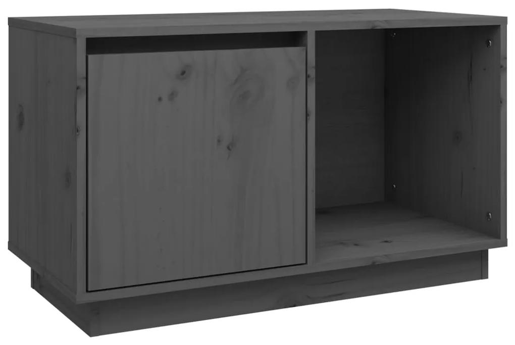 Mobile porta tv grigio 74x35x44 cm in legno massello di pino
