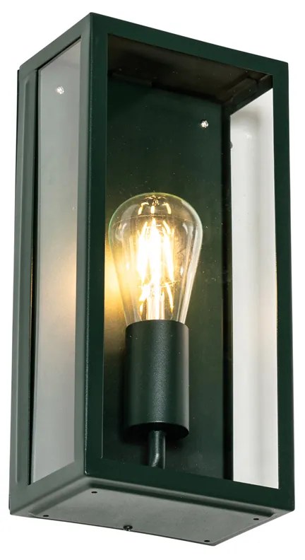 Lampada da parete per esterni industriale verde scuro con vetro IP44 - Rotterdam