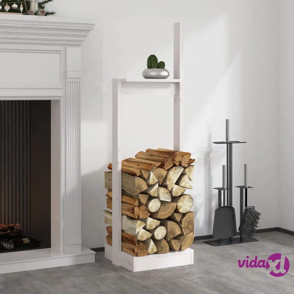 vidaXL Portalegna Bianco 33,5x30x110 cm in Legno Massello di Pino