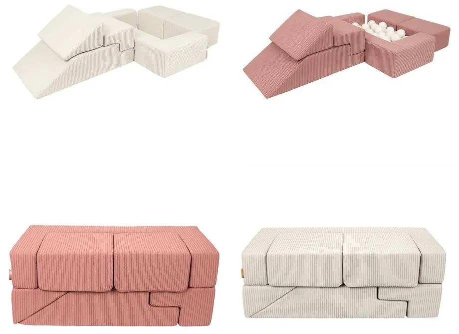 Gioco per psicomotricità color crema in velluto a coste 6 pz altezza totale 40 cm 100x35 cm Montessori – Meowbaby