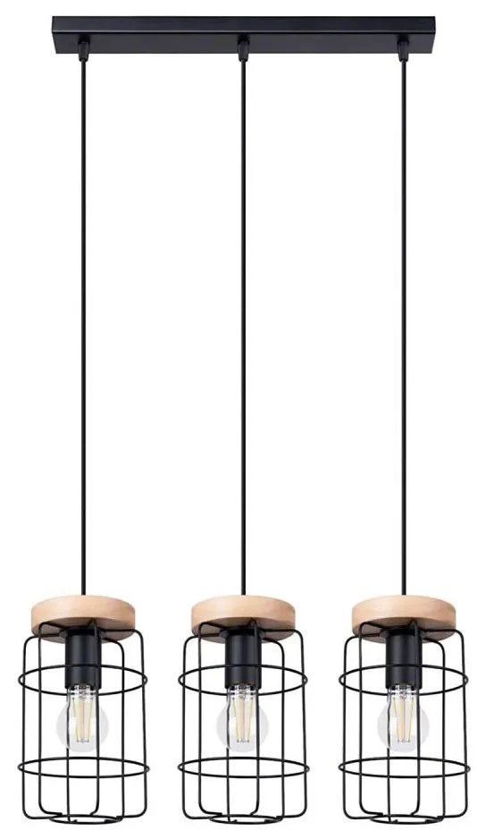 Sollux SL.1264 - Lampadario a sospensione con filo GOTTO 3xE27/15W/230V nero