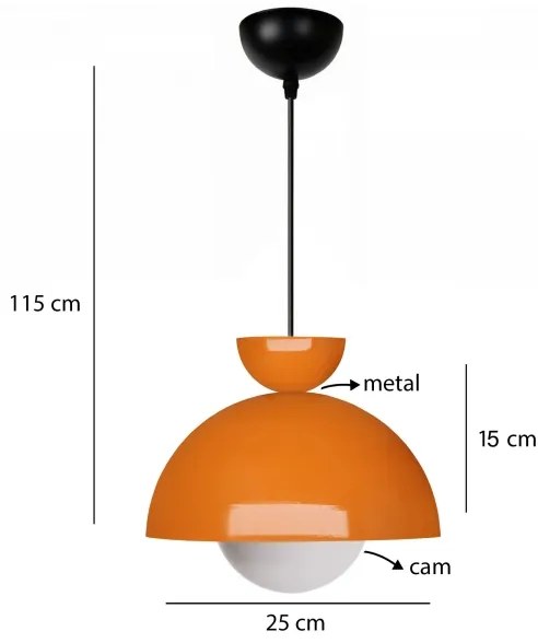 Lampada a sospensione con cavo SALVA 1xE27/15W/230V arancione