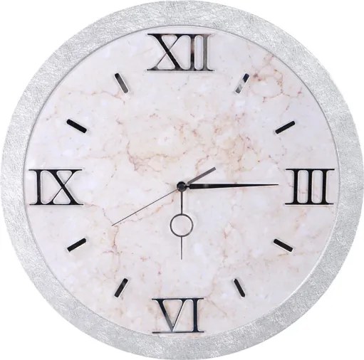 Orologio da parete D 57 cm - Moderno con Effetto Marmo Bianco