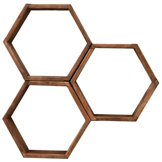 SET 3x Mensola da parete ELFO 38x58 cm marrone