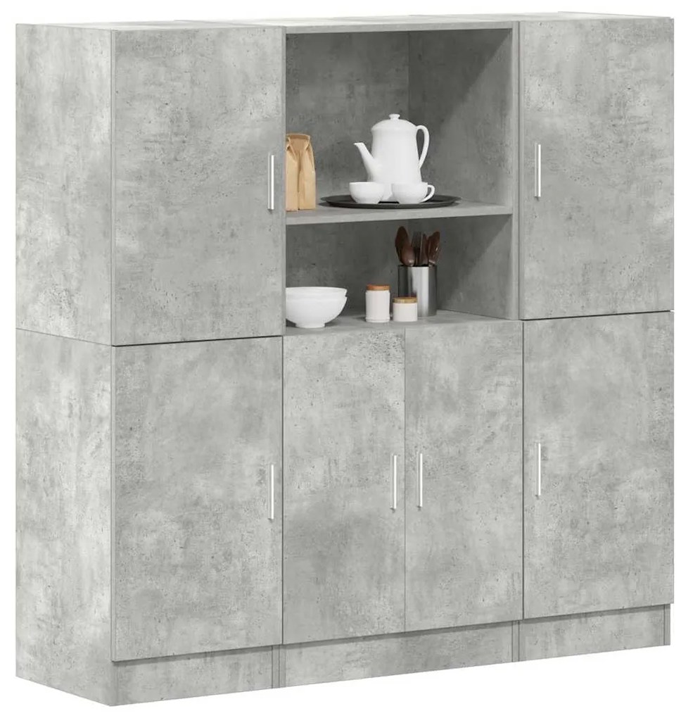 Set Di Mobili Da Cucina 3 Pz Grigio Cemento İn Truciolato /
