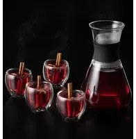 Set Regalo Decanter Vino in Vetro Con 4 Bicchieri A Doppia Parete