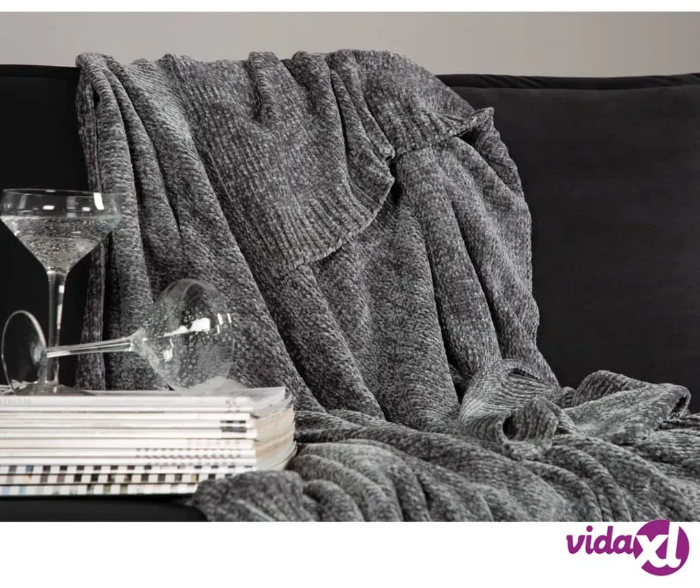 Venture Home Coperta Ally 170x130 cm in Poliestere Grigio Scuro