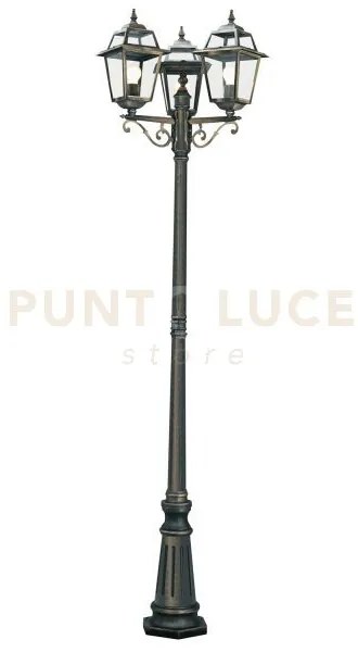 New orleans outdoor post - metallo e vetro nero oro