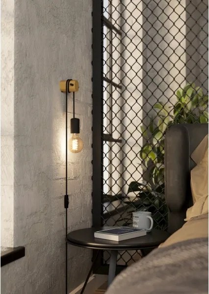 Eglo 43898 - Lampada da parete BUDDON 1xE27/13W/230V nero/beige