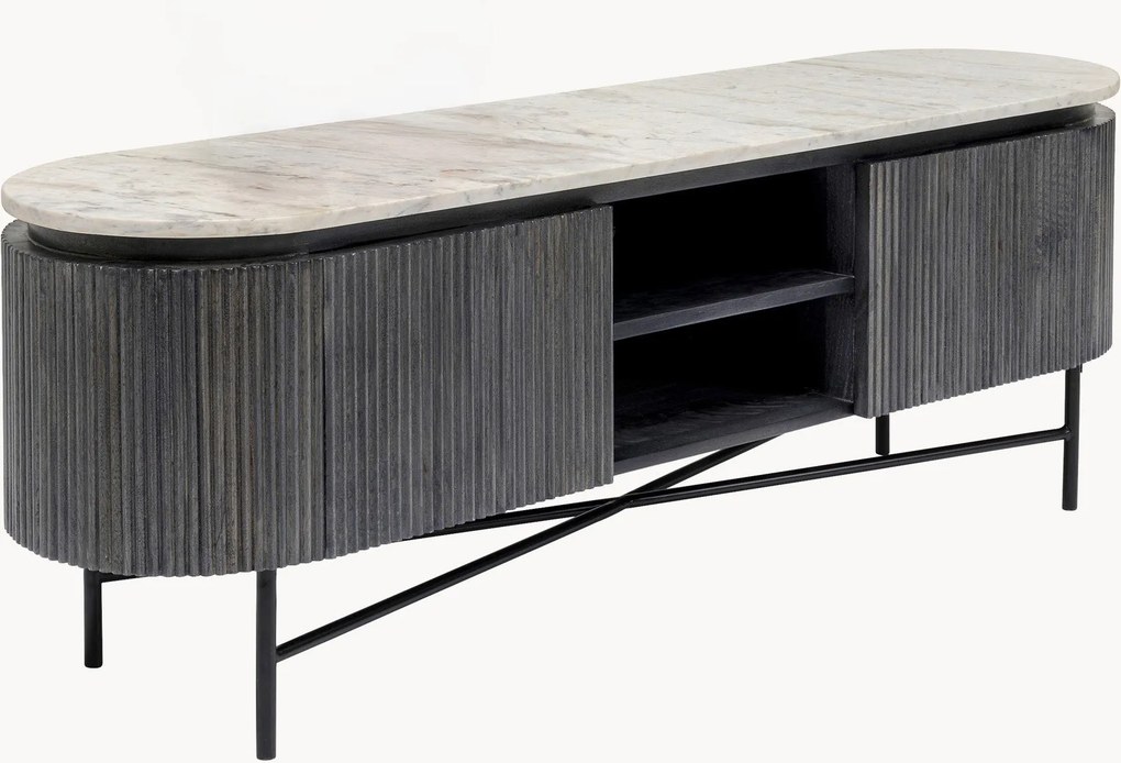 Credenza bassa in legno di mango con piano in marmo Glenn