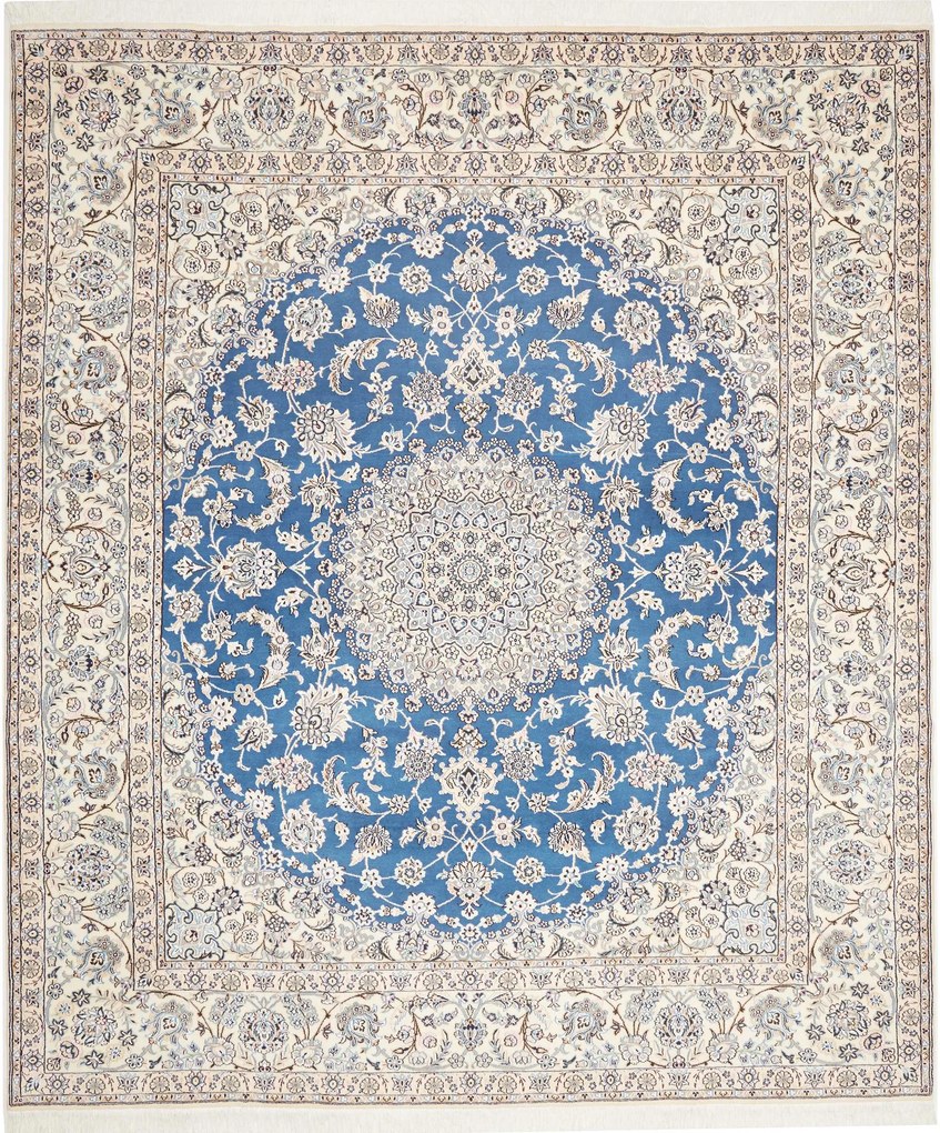 Nain Tappeto 250 x 290 Blu (Iran) Annodato A Mano
