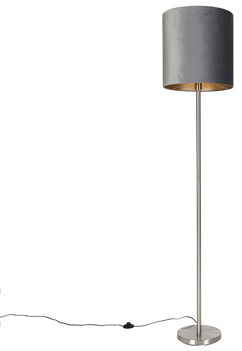 Lampada da terra paralume acciaio grigio 40 cm - SIMPLO