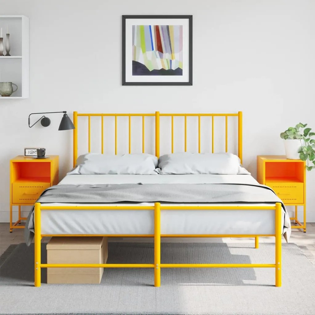 Comodini 2 Pz Giallo Senape 36x39x60,5 Cm İn Acciaio /