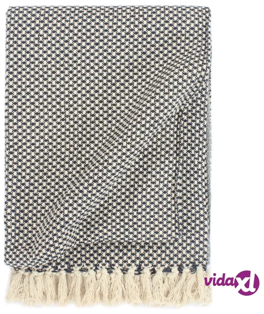 vidaXL Copriletto in Cotone 220x250 cm Blu Marino