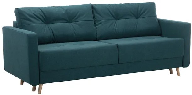 Divano letto scandinavo 3 posti con contenitore blu pavone MIRA