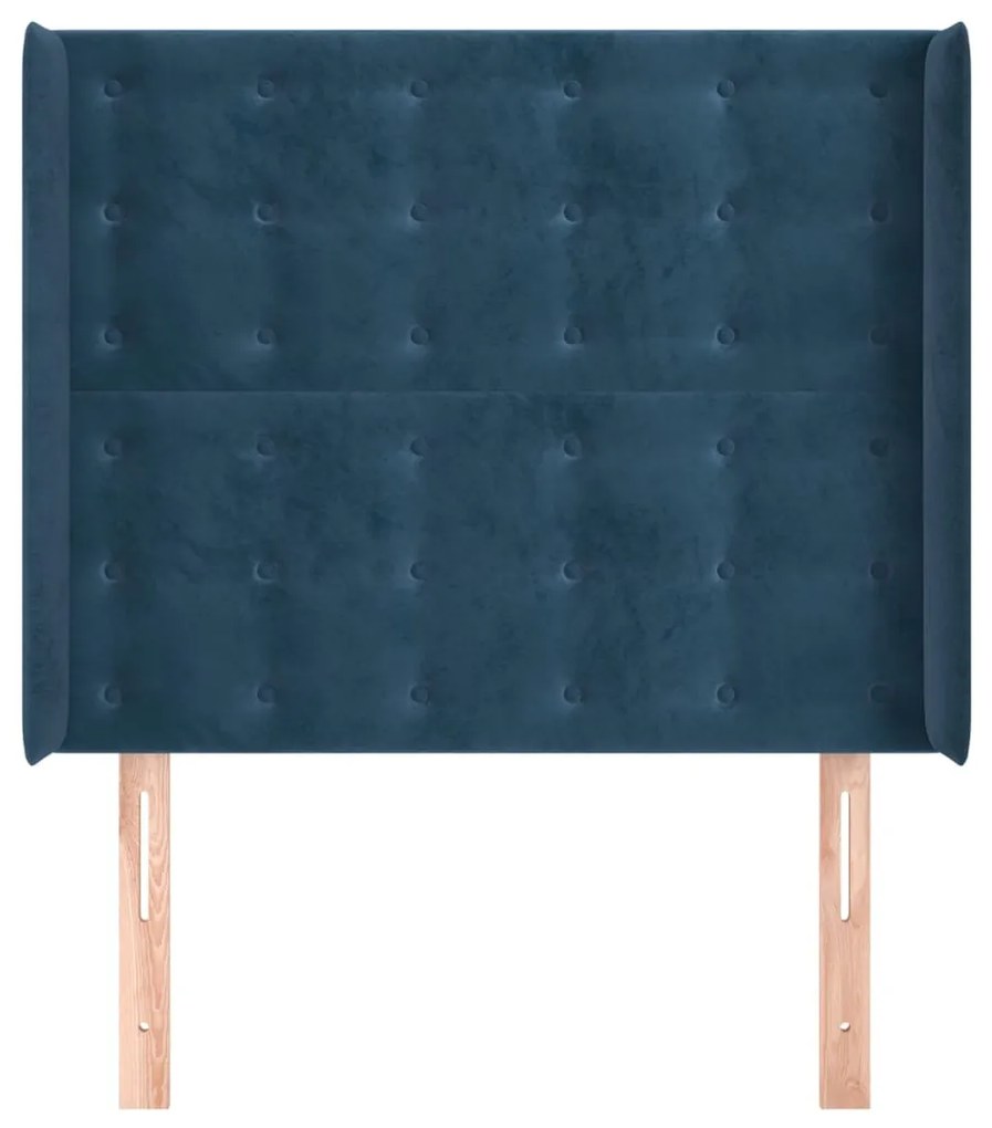 Testiera ad orecchio blu scuro 83x16x118/128 cm in velluto