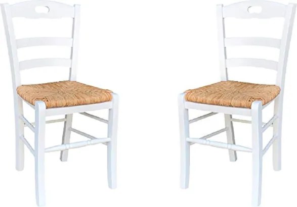 Sedia da cucina con seduta paglia LOIRE Laccato Bianco SET 2 PZ
