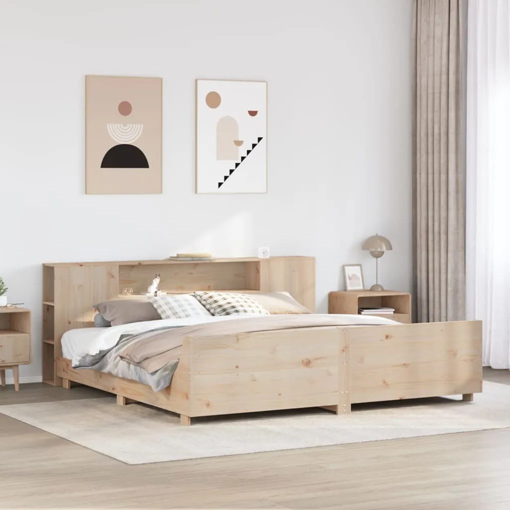 Giroletto Senza Materasso 200x200 Cm İn Legno Massello Di Pino /