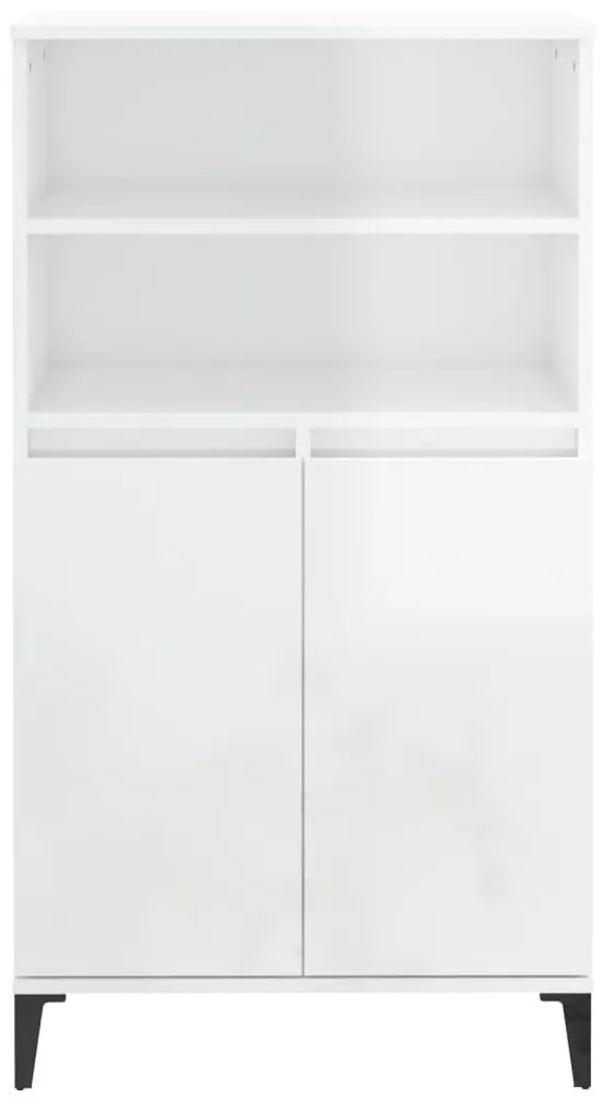 Credenza bianco lucido 60x36x110 cm in legno multistrato