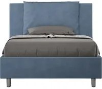 Letto imbottito 1 piazza e mezza 120x200 cm Antea - Con rete,Microfibra,Blu