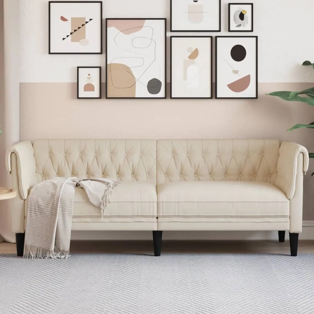 Divano Chesterfield A 3 Posti İn Lino /