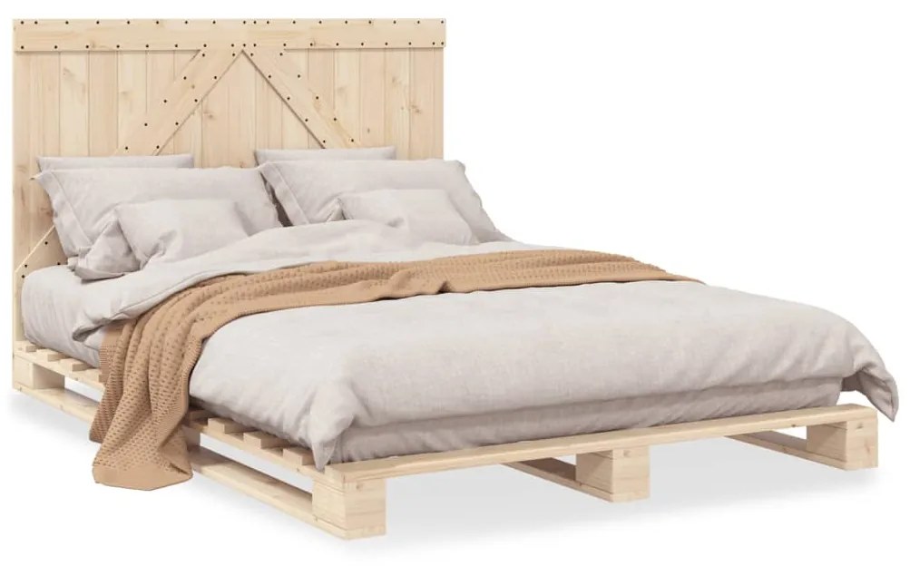 Giroletto con testiera 160x200 cm in legno massello di pino