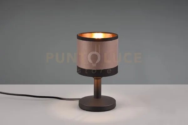 Davos lampada da tavolo metallo nero paralume tortora e oro h. 22cm...
