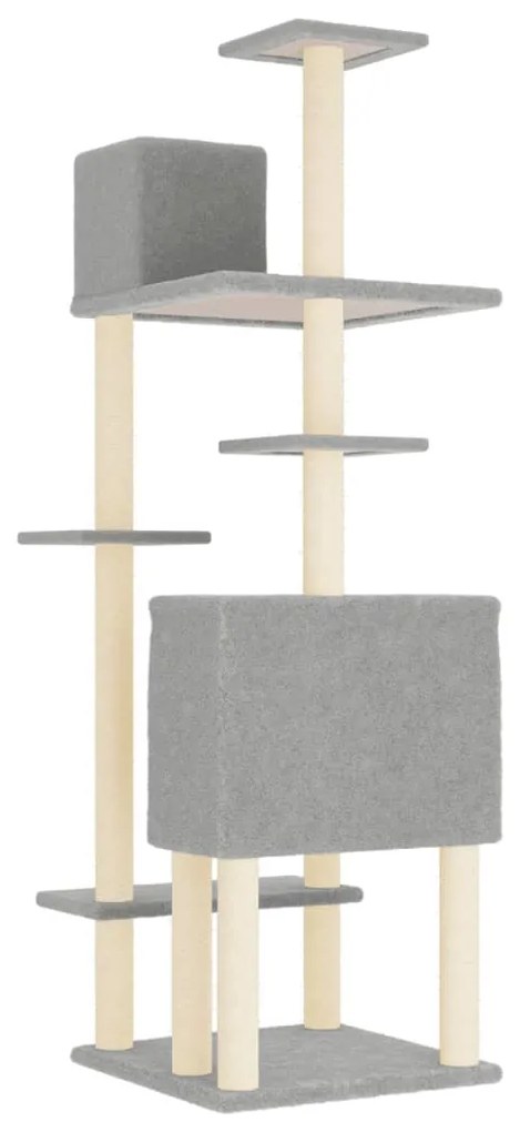 Albero per gatti con tiragraffi in sisal grigio chiaro 154 cm