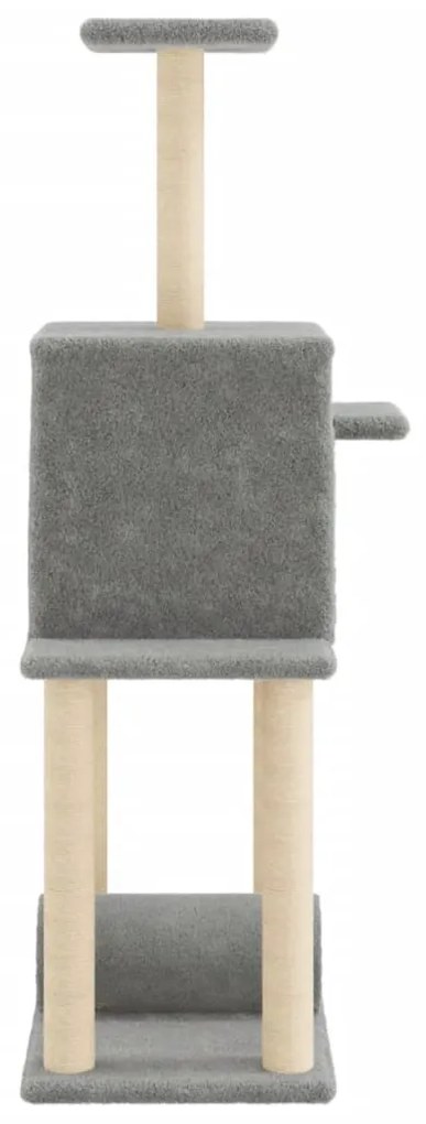 Albero per gatti con tiragraffi in sisal grigio chiaro 122 cm