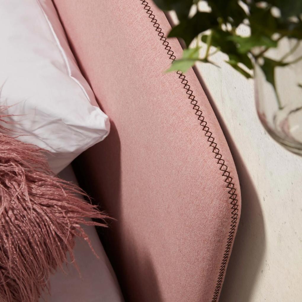 Kave Home - Letto Dyla sfoderabile rosa, con gambe in faggio massiccio per materasso da 90 x 190 cm
