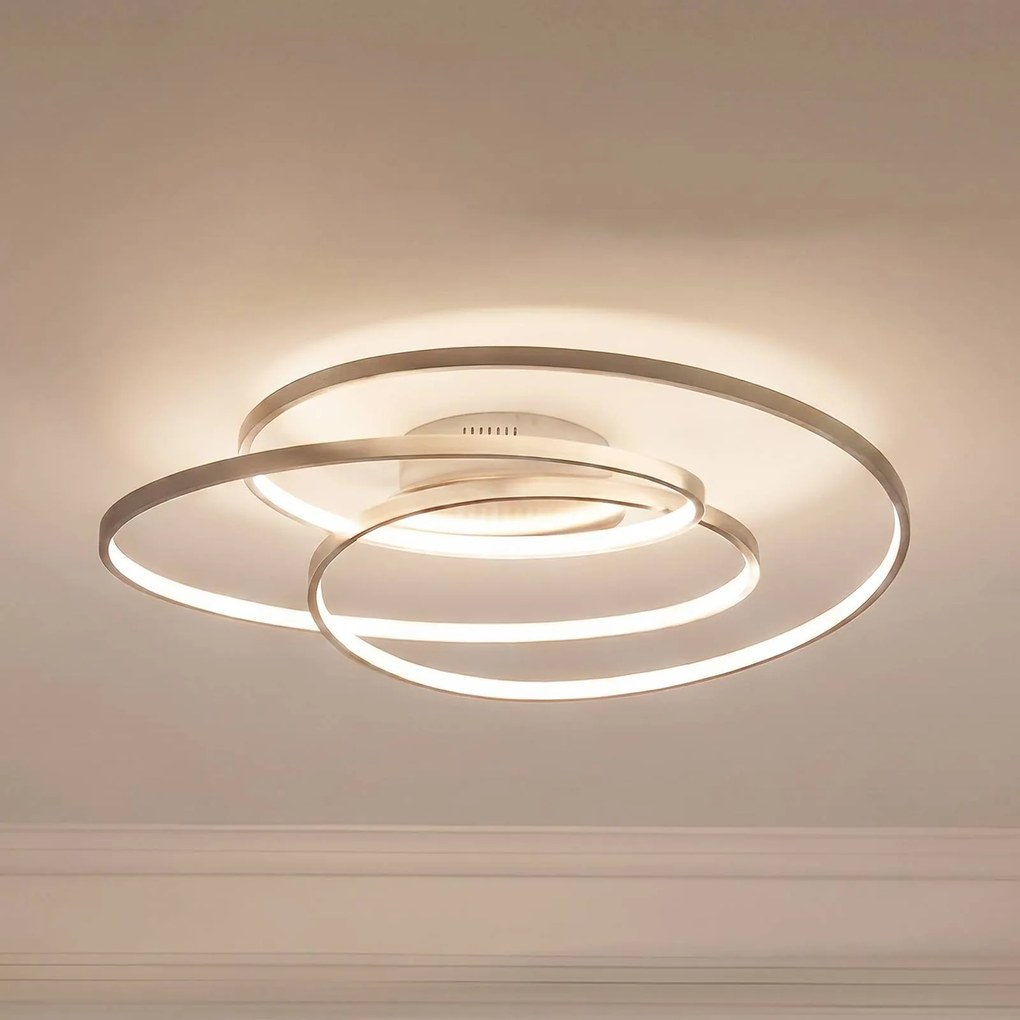 Plafoniera a LED Joline Lindby, dimmerabile, Alluminio / Grigio / Zincato, Soggiorno / Sala da pranzo, Metallo, Moderno, Plafoniera LED